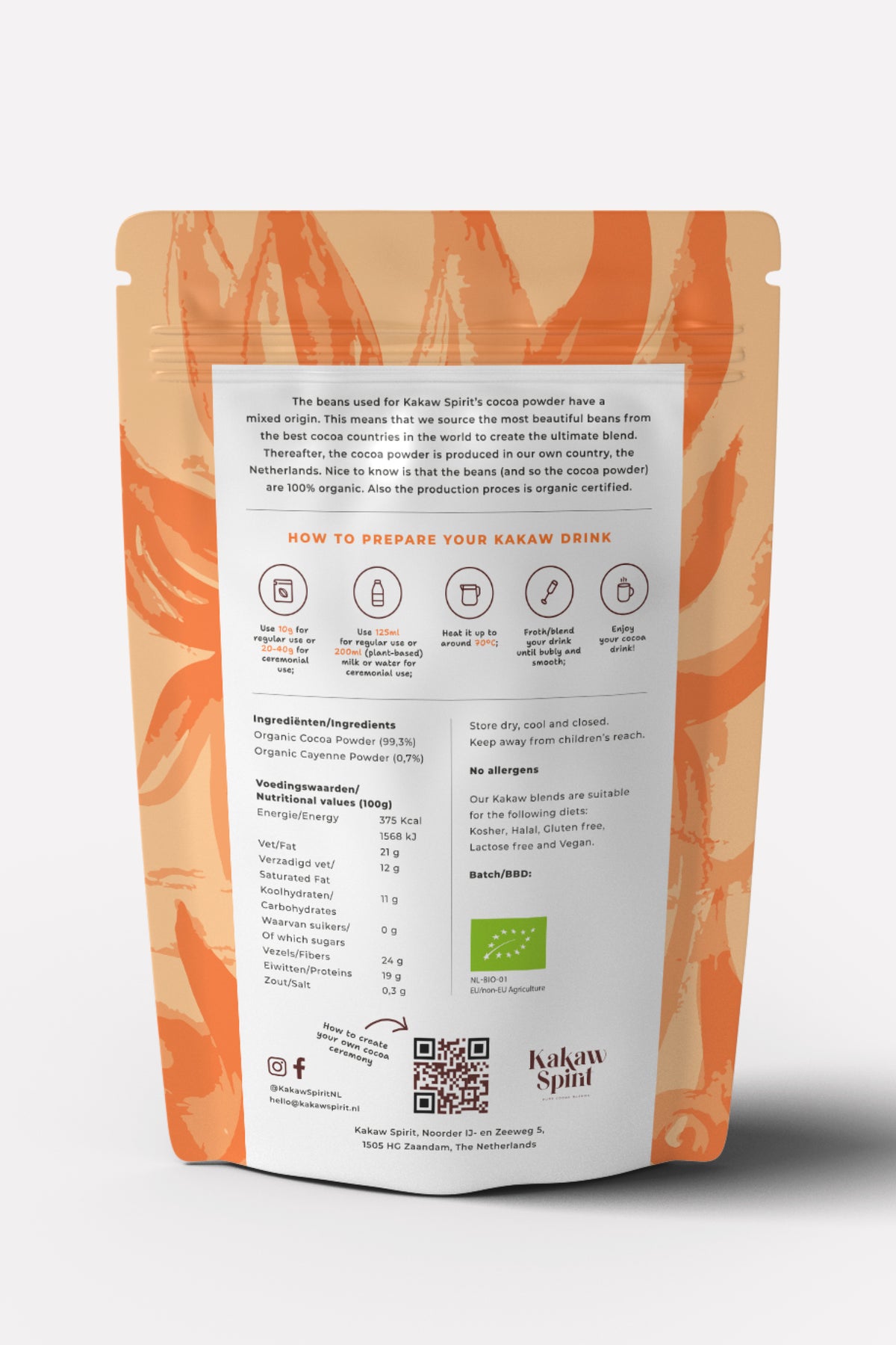 Organic Cocoa Blend with Cayenne back packaging